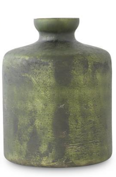 Antique Olive Green Matte Glass Bottle Vase, 3 Styles