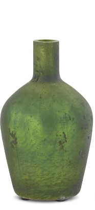 Antique Green Matte Glass Bottle Vase, 3 Sizes