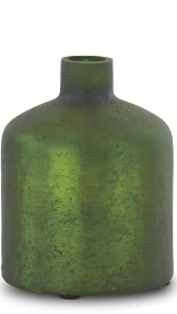 Antique Green Matte Glass Bottle Vase, 3 Sizes