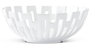 White Glazed Ceramic Cutout Bowl, 2 Sizes