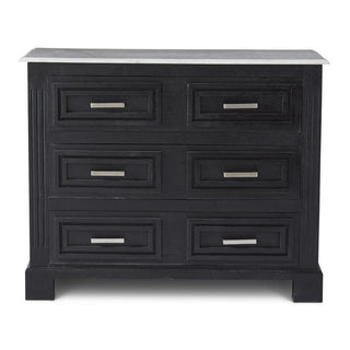 Black Mango Wood 3 Drawer Chest with White Marble Top