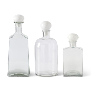 Clear Glass Decanter with White Marble Stopper Assorted