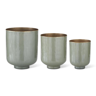 Glossy Sage Green Footed Vase Assorted