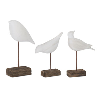 White Wood Shore Bird on a Spindle Assorted