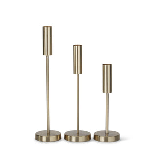 Slender Gold Metal Taper Candleholder, 3 Sizes