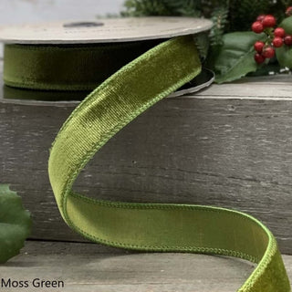 1" Lush Velvet and Dupion Moss Green Ribbon - SOLD BY THE FOOT