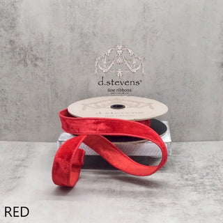1" Lush Velvet and Dupion Red Ribbon - SOLD BY THE FOOT