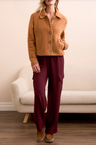 Tribal Button Front Lined Jacket in Bran