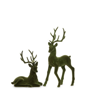 15" Green Flocked Deer Assorted