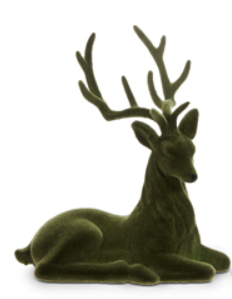 15" Green Flocked Deer Assorted