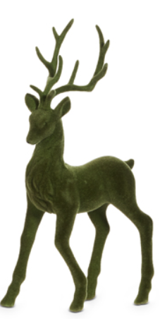 15" Green Flocked Deer Assorted