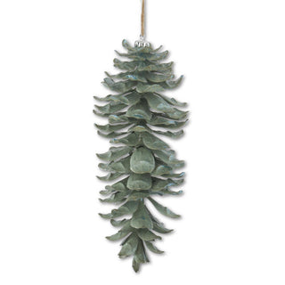 Sage Glittered Pinecone Ornament