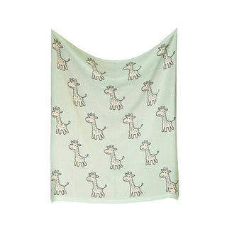 Petite Giraffe Organic Cotton Blanket Set in Mint