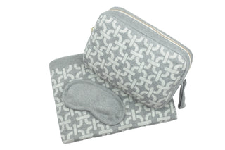Light Grey and Vanilla Chain Travel Blanket Set