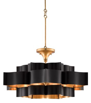 Grand Lotus Large Black Chandelier