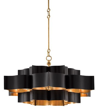 Grand Lotus Large Black Chandelier
