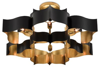 Grand Lotus Large Black Chandelier