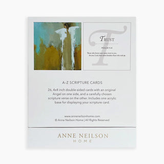 A pack of scripture cards with a painting of an angel on the cover, titled 'A-Z Scripture Cards'. Anne Neilson