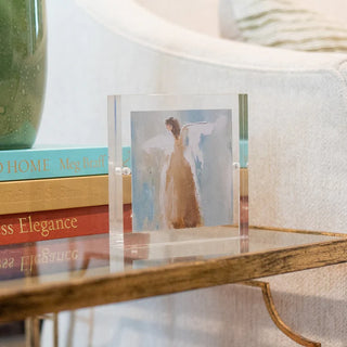 A clear acrylic scripture card frame with a magnetic closure, displaying a card inside, anne neilson