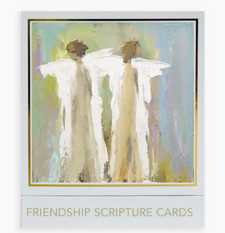 A pack of Friendship Scripture Cards featuring an artistic representation of two angels on the front, with the text 'FRIENDSHIP SCRIPTURE CARDS' at the bottom. anne neilson