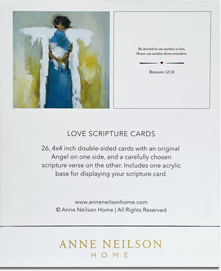 A pack of scripture cards with an abstract painting of an angel on the front, titled 'Love Scripture Cards', anne neilson
