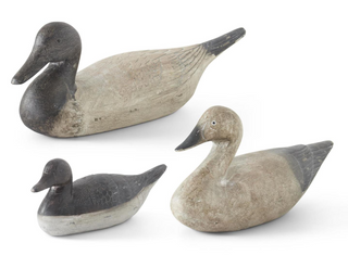 Antique Gray and Cream Resin Duck Decoys Assorted 3 sizes