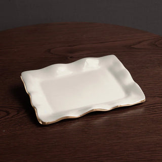 Beatriz Ball Encanto Vento Small Rectangular Tray, Cream aluminum alloy handmade eco-friendly sustainable gold rim