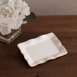 Beatriz Ball Encanto Vento Small Rectangular Tray, Cream aluminum alloy handmade eco-friendly sustainable gold rim