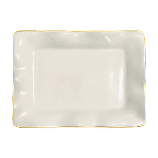 Beatriz Ball Encanto Vento Small Rectangular Tray, Cream aluminum alloy handmade eco-friendly sustainable gold rim
