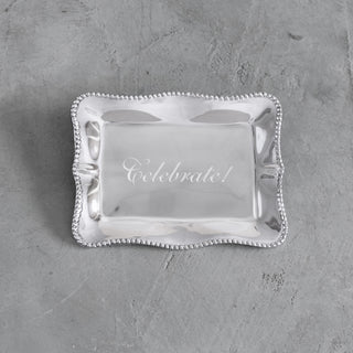 Beatriz Ball Pearl Rectangular Engraved Celebrate Tray tarnish free aluminum alloy handmade FDA safe