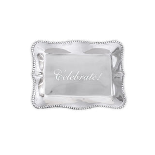 Beatriz Ball Pearl Rectangular Engraved Celebrate Tray handmade tarnish free aluminum alloy FDA food safe