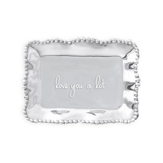 Beatriz Ball Pearl Rectangular "Love you a lot" Tray aluminum allow tarnish free handmade