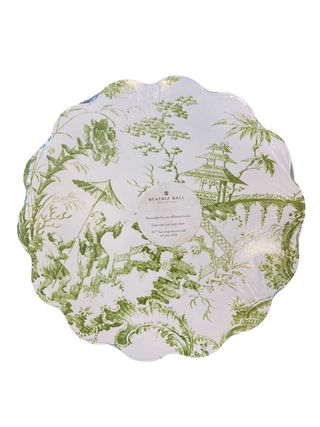 Beatriz Ball Vida Chinoiserie Reversible Round Placemats Set of 4 in Green & White