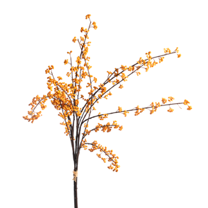 Artificial tree branch with orange berries on a white background. Berry Bundle Gold