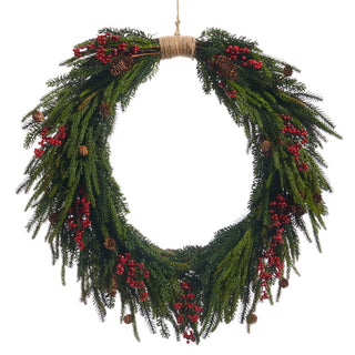 Berry Pinecone and Pine Wreath