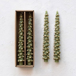 Cedar Tree Shaped Tapers, Unscented green Christmas tree