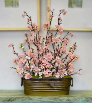 Cherry Blossom Arrangement in Brass Container