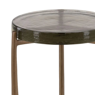 Corentin Side Table antique brass olive green
