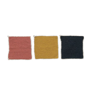 Cotton Blend Crocheted Dish Cloth w/ Natural Trim, 3 Styles coral mustard black