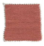 Cotton Blend Crocheted Dish Cloth w/ Natural Trim, 3 Styles coral