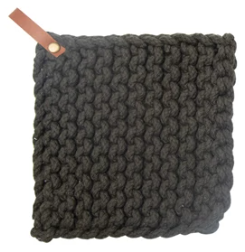 Cotton Crocheted Pot Holder with Leather Loop Assorted