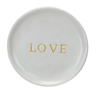 Round Word Stoneware Dish, 4 Styles