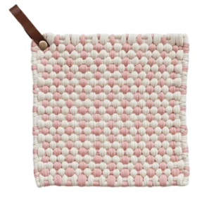 Cotton Crocheted Pot Holder with Leather Loops, 4 Styles