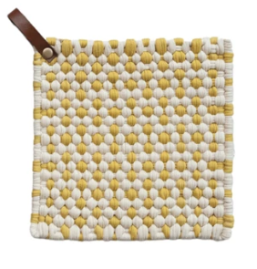 Cotton Crocheted Pot Holder with Leather Loops, 4 Styles