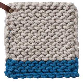 Cotton Crocheted Pot Holder with Leather Loops, 4 Styles