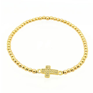 Esther 14K Gold Filled Beaded Bracelet hypoallergenic nickel free waterproof tarnish free cross