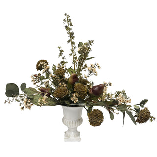 Eucalyptus & Pears in White Urn Arrangement