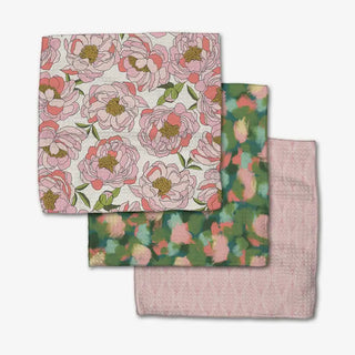 Geometry Peony Paradise Dishcloth Set recycled materials absorbent