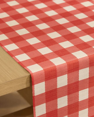 Geometry Ripe Tomato Gingham Table Runner