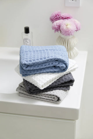 Geometry Waffle Hand Towel, Cloud white absorbent recycled materials